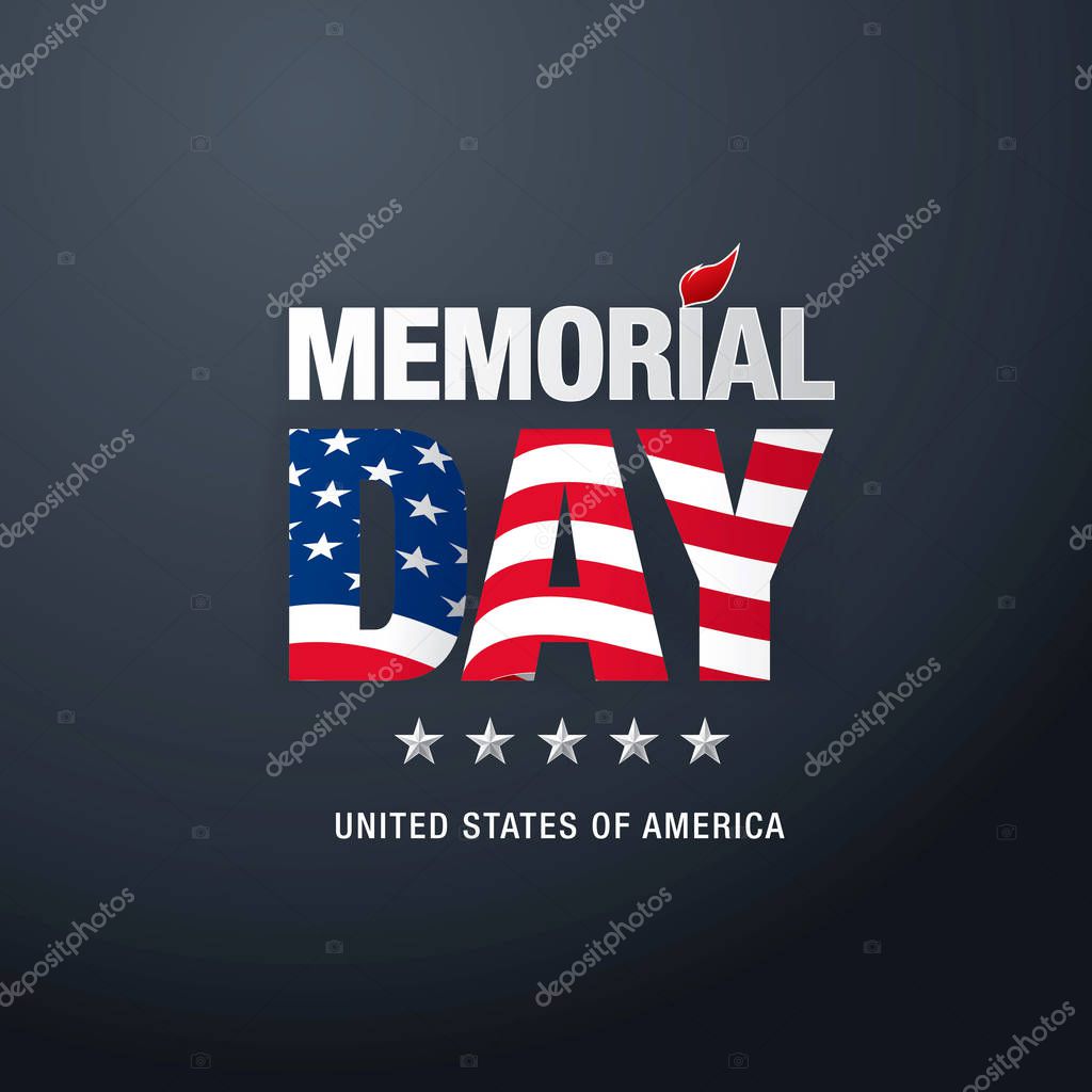 American Memorial day banner with flag, vector, illustration