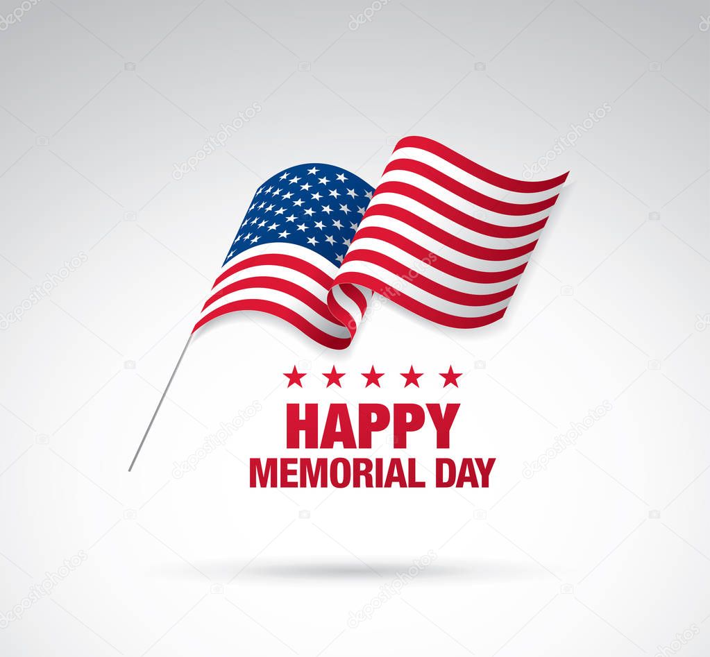 American Memorial day banner with flag, vector, illustration