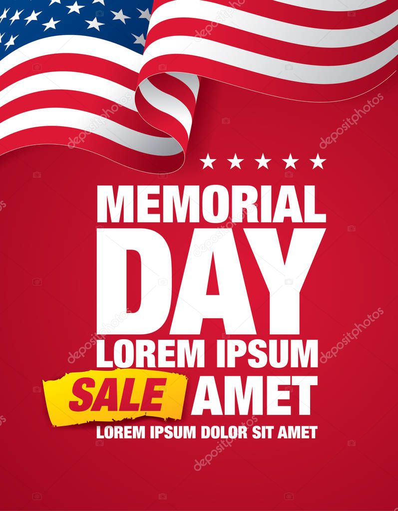 American memorial day sale banner. Vector, illustration