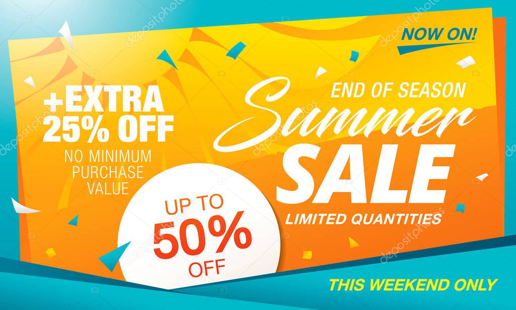 Summer sale template banner in bright colors