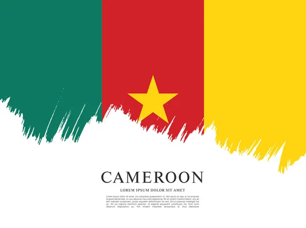 カメルーン、ブラシ ストロークの旗 — ストックベクタ