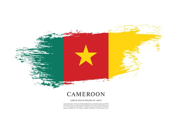 国旗的喀麦隆，画笔描边 — 图库矢量图片
