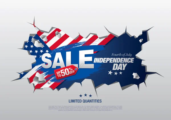 Banner de venta día de independencia — Vector de stock
