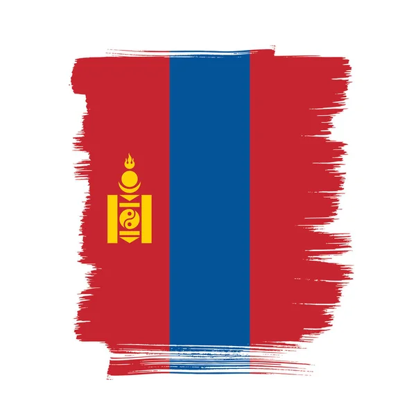 Vlag van Mongolië illustratie — Stockvector