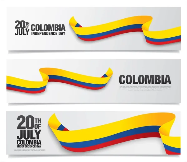 Schleife mit Fahne von Kolumbien — Stockvektor