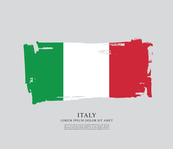 Bandera Italia Por Pincelada Sobre Fondo Gris — Vector de stock