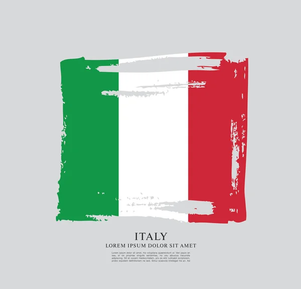 Bendera Italia Oleh Sapuan Kuas Pada Latar Belakang Abu Abu - Stok Vektor