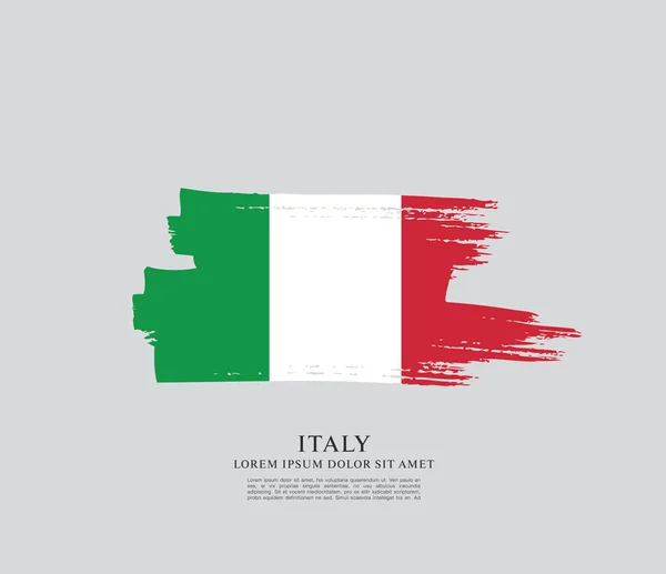 Bandiera Italia Con Pennellata Sfondo Grigio — Vettoriale Stock