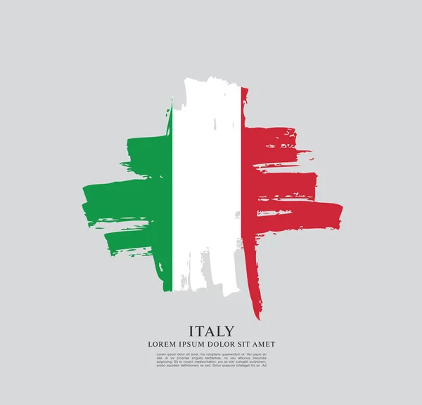 Flagge Von Italien Durch Pinselstrich Auf Grauem Hintergrund — Stockvektor