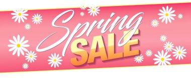Bahar satış banner şablon tasarımı, vektör çizim 