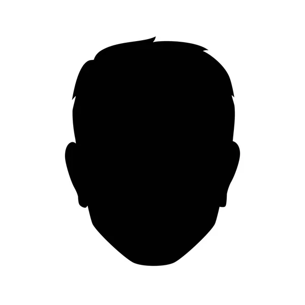 Silhouette Noire Tête Masculine Illustration Vectorielle — Image vectorielle