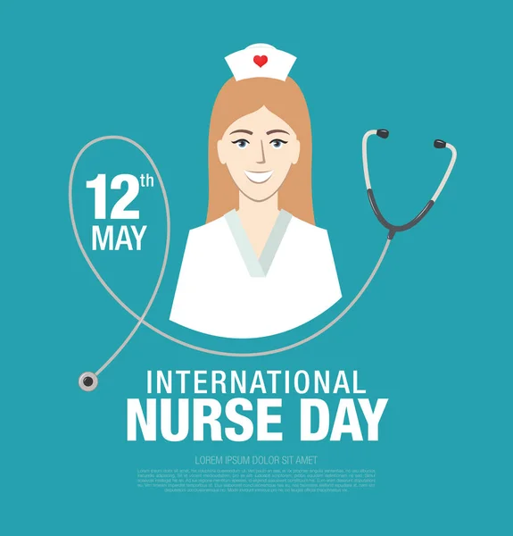 Carte Vœux Journée Internationale Des Infirmières Avec Dessin Animé Infirmière — Image vectorielle