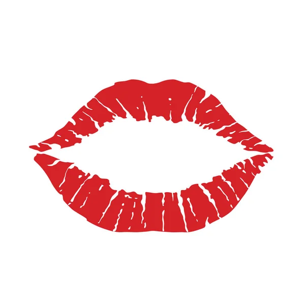 Печать Красных Губ Поцелуй Изолирован Белом Фоне — стоковый вектор