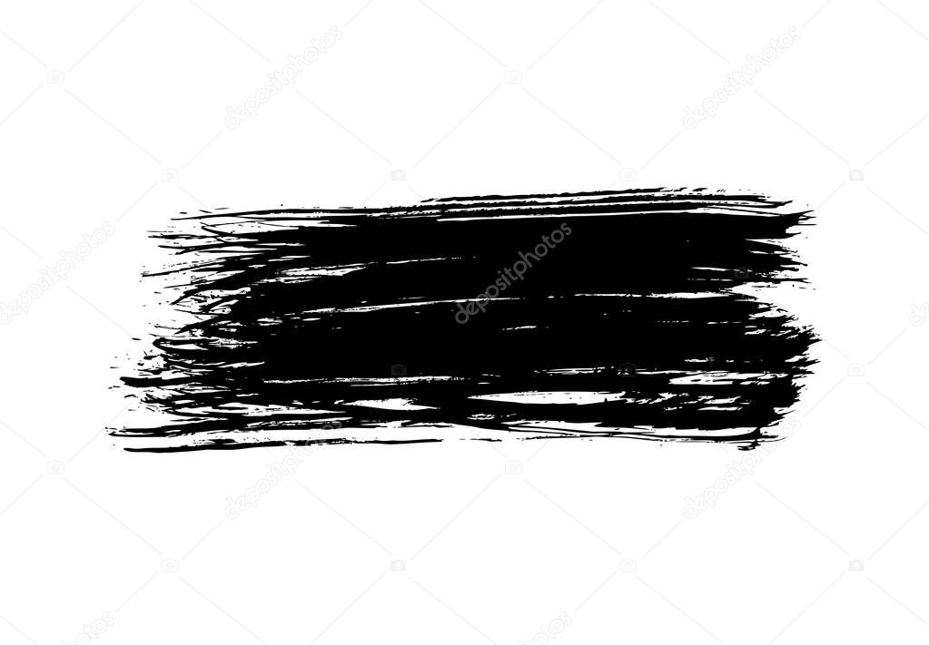 Black inaccurate brush stroke isolated on white background