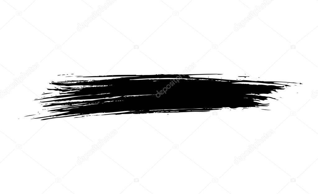 Black grunge brush stroke isolated on white background