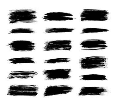 Beyaz arka plan üzerinde izole siyah yanlış basit fırça darbeleri kümesi