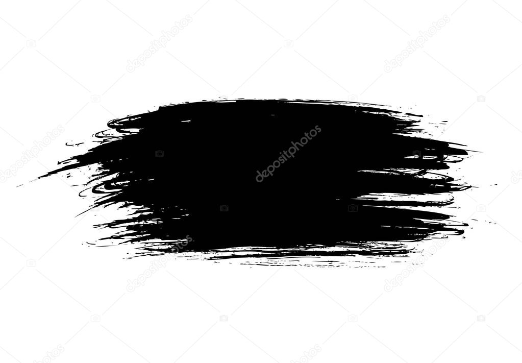 Black inaccurate simple brush stroke isolated on white background