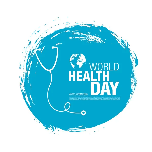 Svět Zdraví Den Modrý Plakát Ikonou Stetoskop Modrý Kruh Pozadí — Stockový vektor