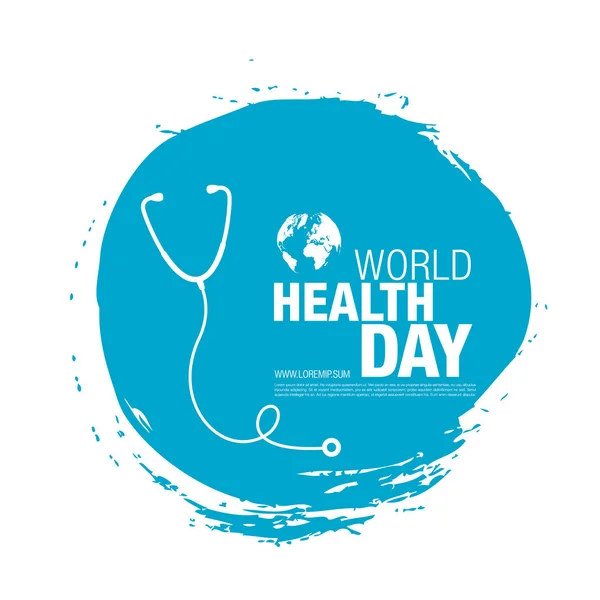 World Health Day Blue Poster Stethoscope Icon Blue Circle Background — Stock Vector