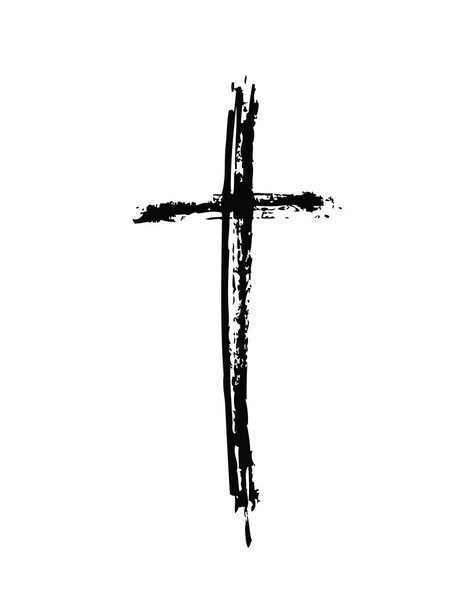 Croix Dessinée Main Croix Vectorielle Croix Est Faite Avec Pinceau — Image vectorielle