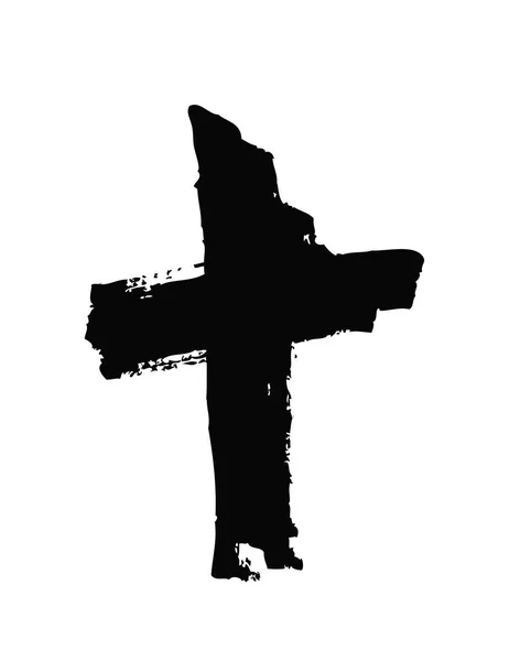 Croce Disegnata Mano Croce Vettoriale Croce Fatta Con Pennello — Vettoriale Stock