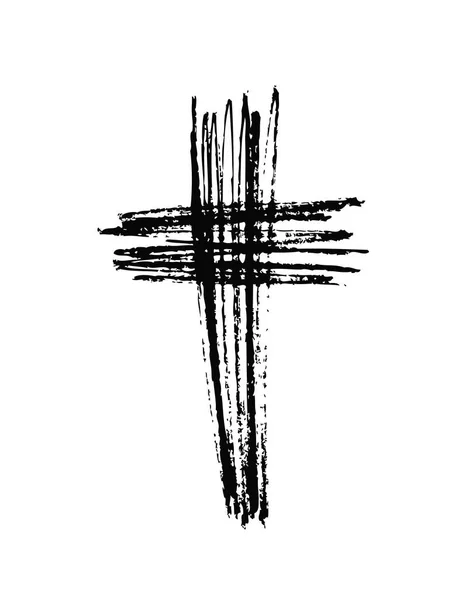Hand Drawn Cross Vector Cross Cross Made Brush — Stock Vector