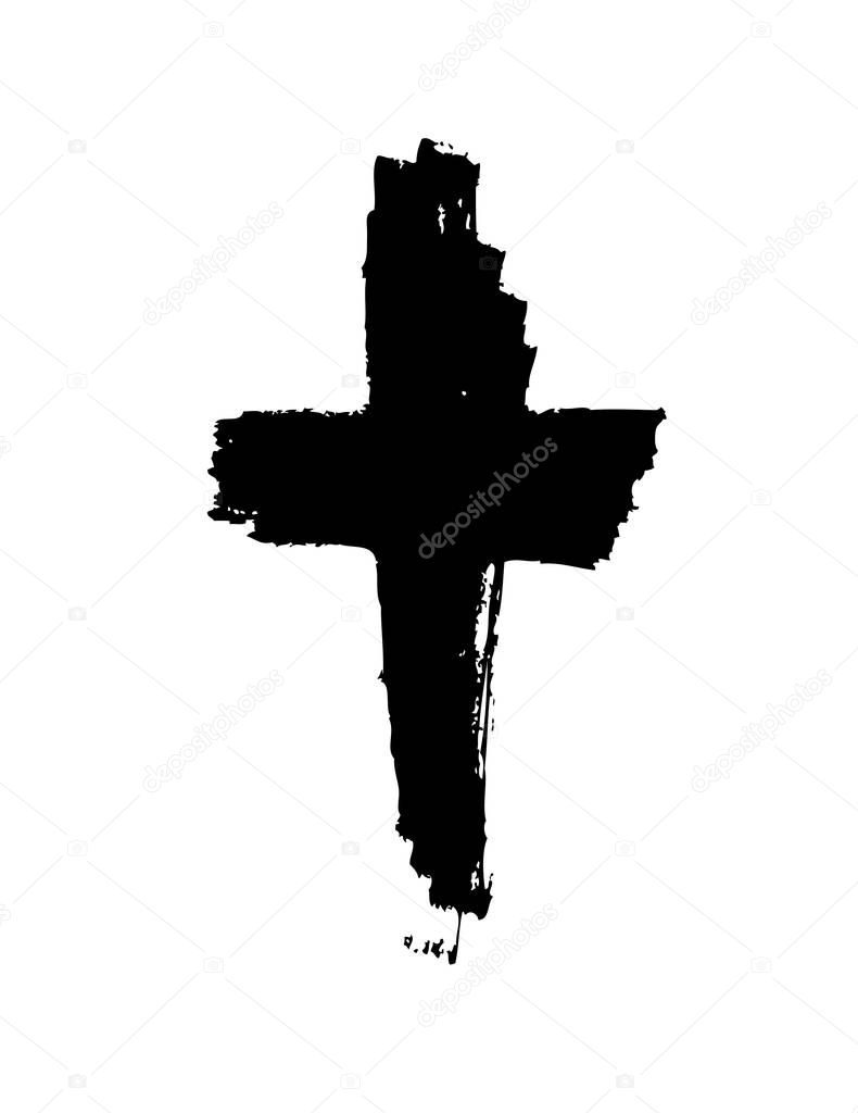 Hand drawn cross. Vector cross. The cross is made with a brush