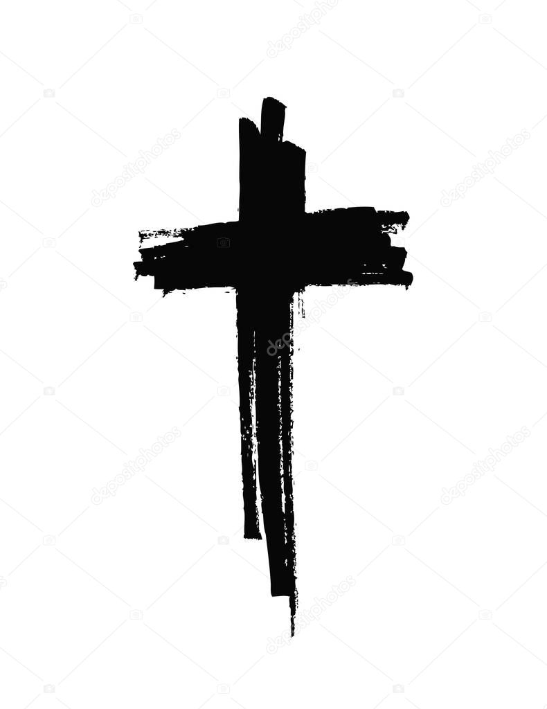 Hand drawn cross. Vector cross. The cross is made with a brush