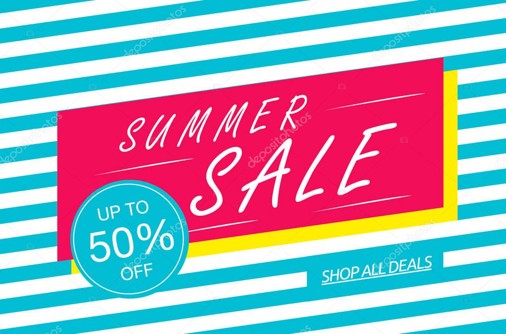 summer sale banner with sample text on color background