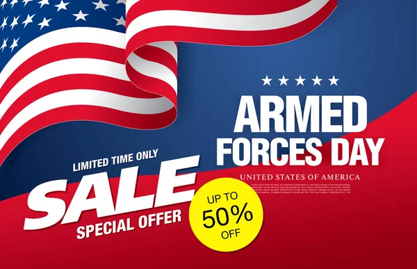 Affiche Vendre Lors Journée Des Forces Armées Aux États Unis — Image vectorielle