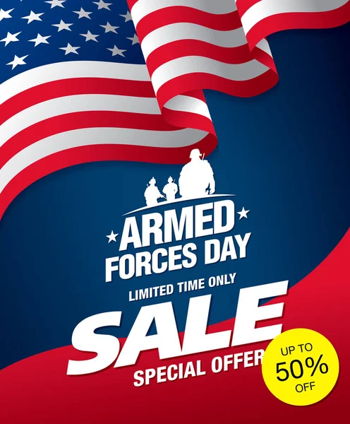 Affiche Vendre Lors Journée Des Forces Armées Aux États Unis — Image vectorielle