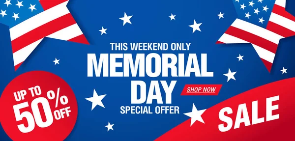 Plakat Zakupy Sprzedaż Memorial Day Usa — Wektor stockowy