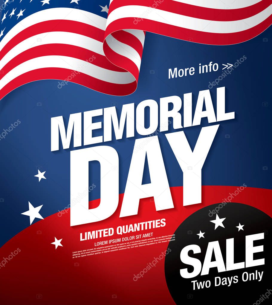 Poster for shopping sale on Memorial Day in USA