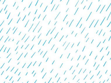 Beyaz arkaplanda mavi yağmur damlaları, düşen yağmur dokusu arka plan, vektör illüstrasyonu