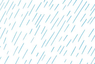 Beyaz arkaplanda mavi yağmur damlaları, düşen yağmur dokusu arka plan, vektör illüstrasyonu