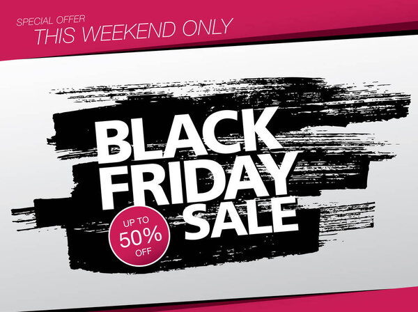 Черная пятница распродажа баннер на белом и розовом фоне
