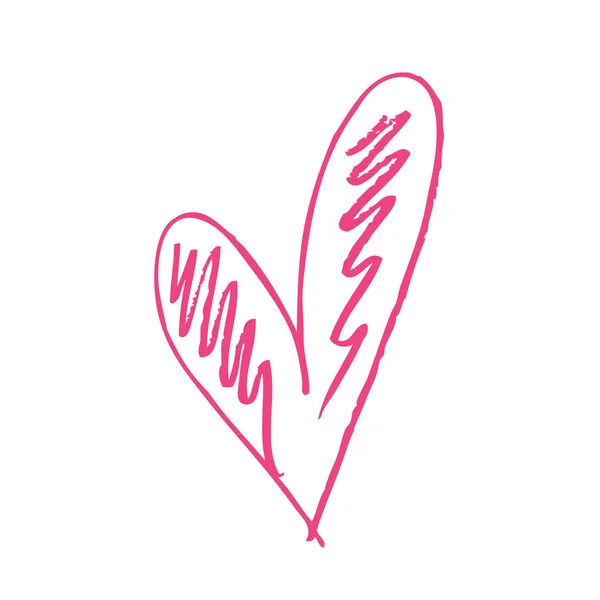 Engraçado Esboço Coração Rosa Fundo Branco Cartão Dia Dos Namorados —  Vetores de Stock