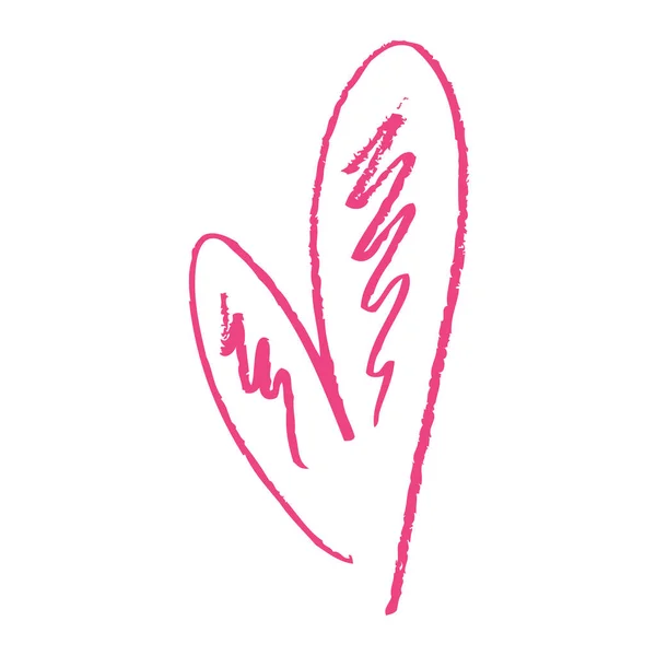 Srandovní Růžové Srdce Skica Bílém Pozadí Valentines Den Karty — Stockový vektor