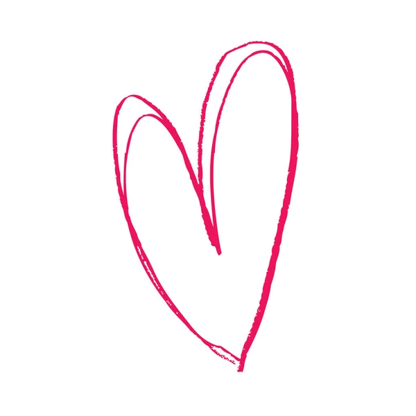 Funny Pink Heart Sketch White Background Valentines Day Card — Stock Vector