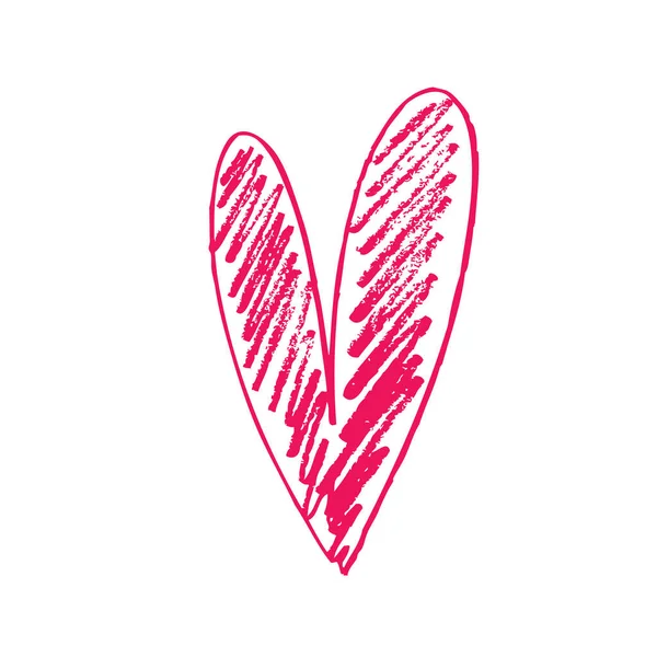 Engraçado Esboço Coração Rosa Fundo Branco Cartão Dia Dos Namorados —  Vetores de Stock