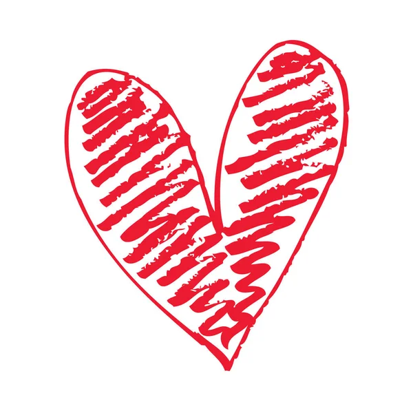 Abstract Met Hand Getekend Rood Hart Witte Achtergrond Liefde Valentijnsdag — Stockvector