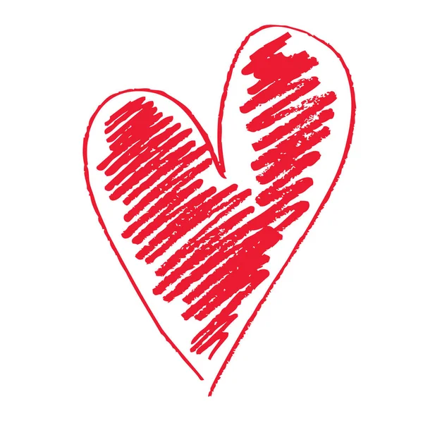 白を基調とした抽象的な手描きの赤いハート 愛とバレンタインデーのコンセプト — ストックベクタ