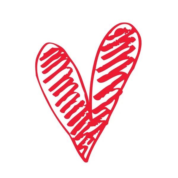 Абстрактне Червоне Серце Намальоване Вручну Білому Тлі Концепція Дня Кохання — стоковий вектор