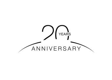 20th yıldönümü amblemi vektör çizim tasarımı. Yirmi yıl yıldönümü kutlama sembolü