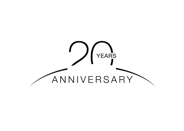 Desenho Ilustração Vetorial Emblema Vigésimo Aniversário Vinte Anos Símbolo Celebração — Vetor de Stock