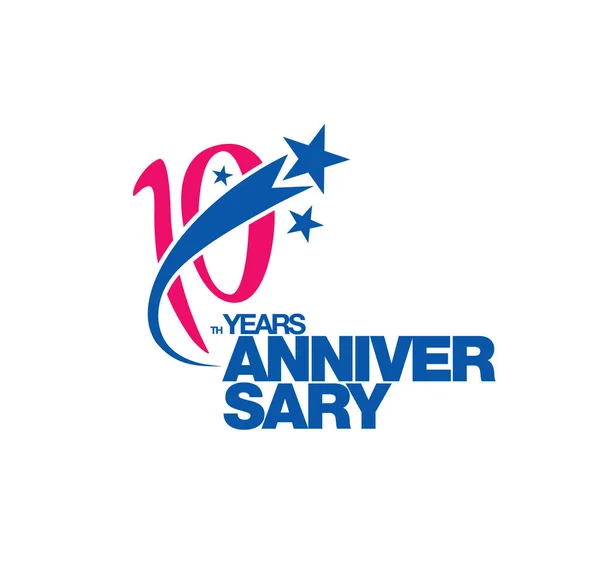 Vector Illustration Design 10Th Anniversary Emblem Ten Years Anniversary Celebration — 스톡 벡터