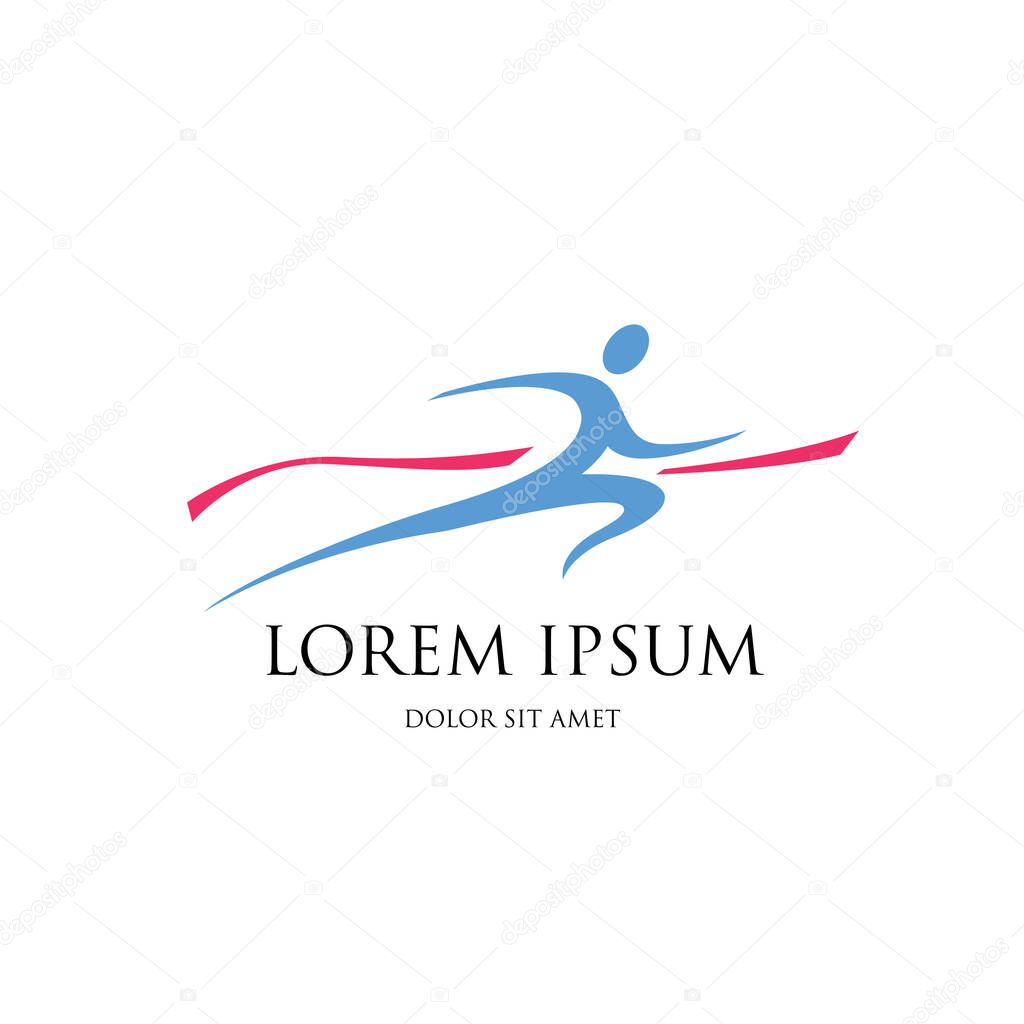 Abstract stylized running figure of a man. sport logo template design
