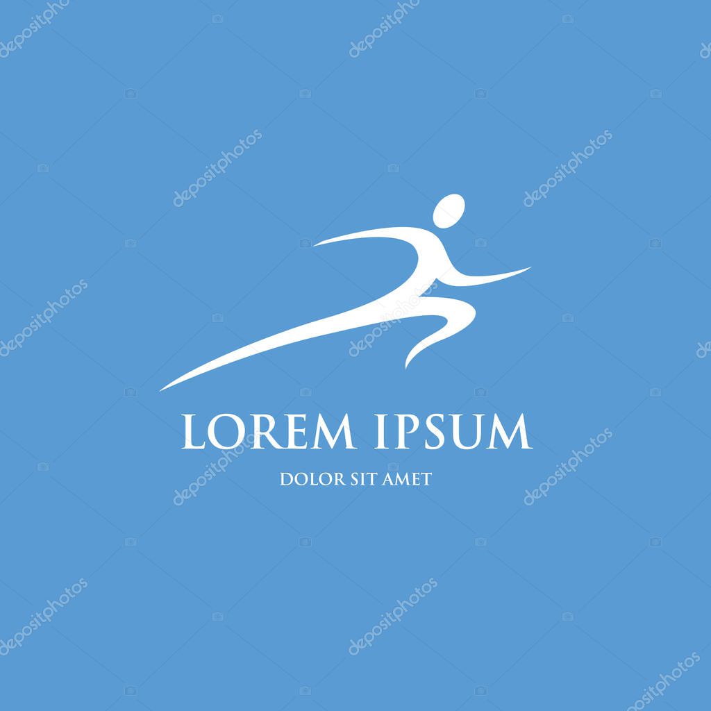 Abstract stylized running figure of a man. sport logo template design
