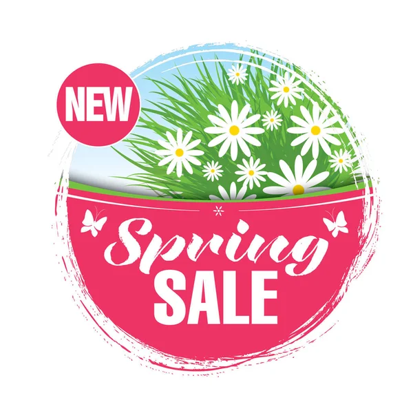 Spring Sale Poster Gewinnen Helle Farben Mit Blumen — Stockvektor