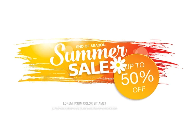 Einfaches Sommerschlussverkauf Plakat Mit Bunten Pinselstrichen — Stockvektor